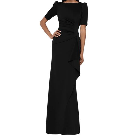 Xscape Evenings Demi Ruched A Line gown dress black size 10 - Picture 1 of 8